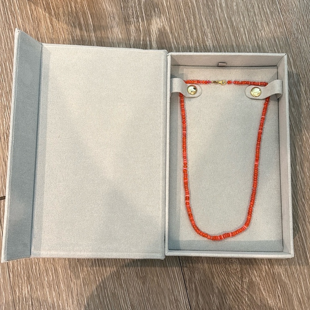 Babygold orange beaded 16” necklace